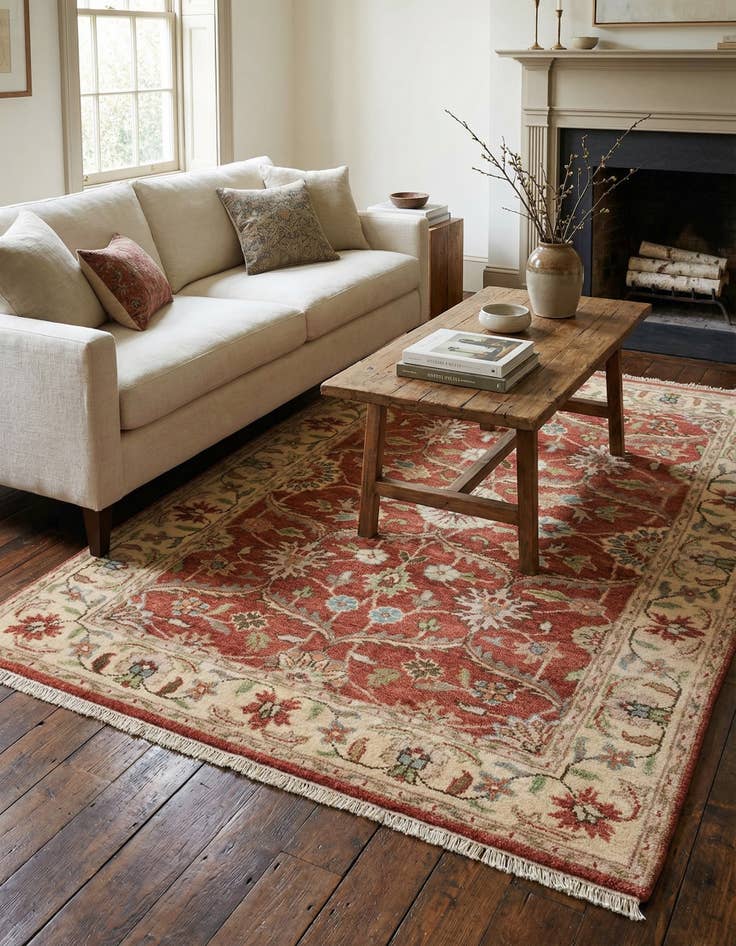 Detail image of  4' 7 x 6' 4  Hand Knotted Ziegler Wool Rug