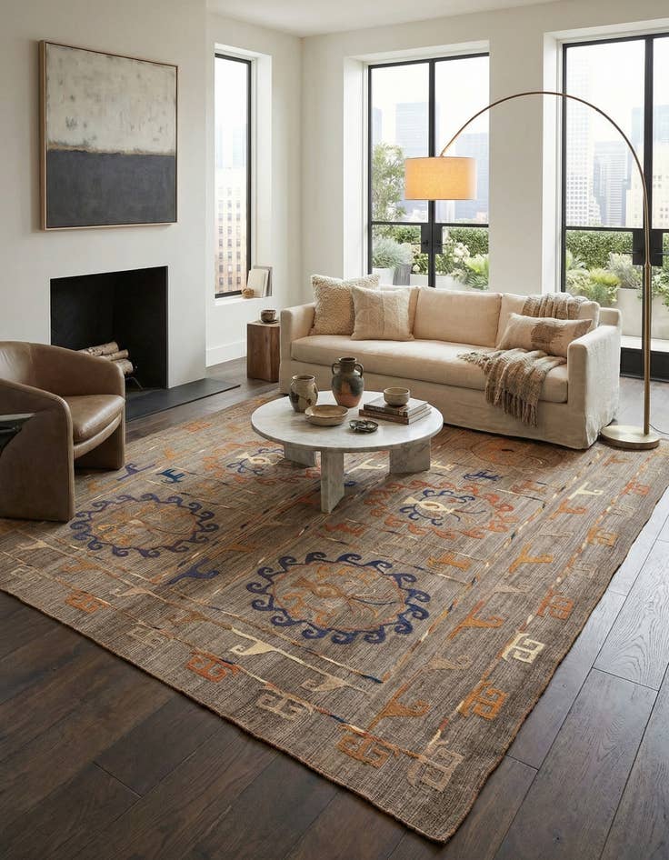 Detail image of 8' x 10' 1  Hand Woven Kilim Modern Wool Rug