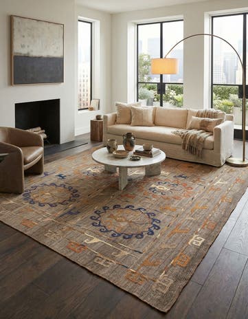 8' x 10' 1 Hand Woven Kilim Modern Wool Rug