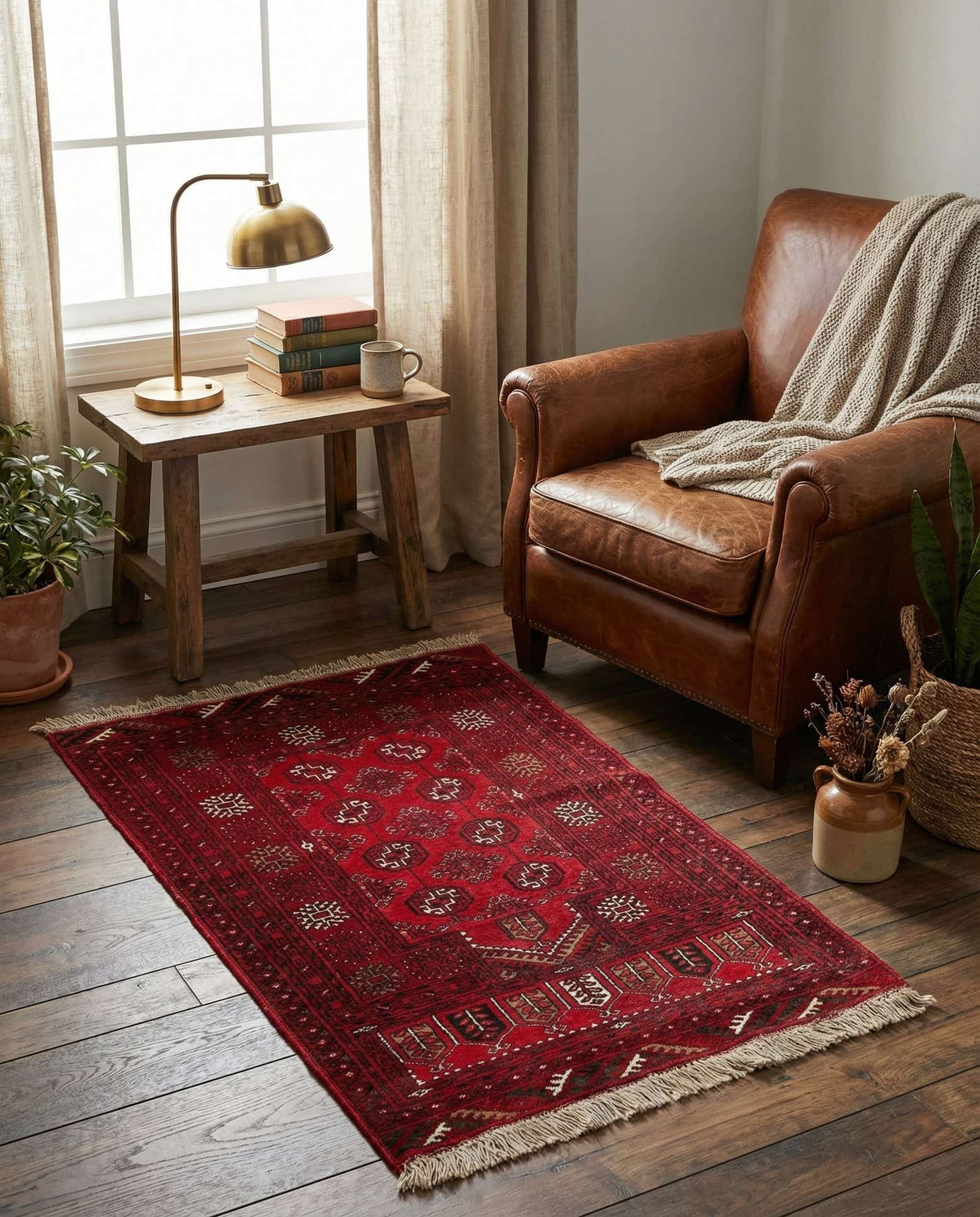 2' 5 x 4' Hand Knotted Afghan Akhche Wool Rug