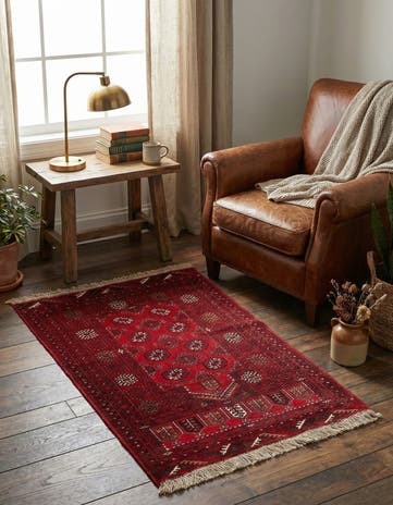 2' 5 x 4' Hand Knotted Afghan Akhche Wool Rug