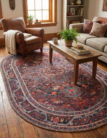 5' x 8' Washable Timeless Oval Rug
