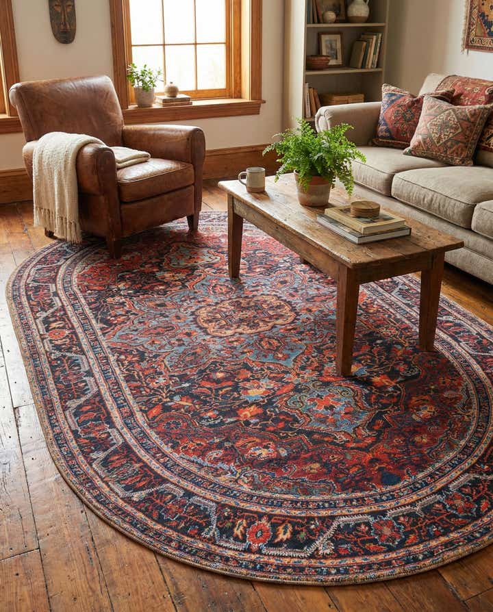 5' x 8' Washable Timeless Oval Rug