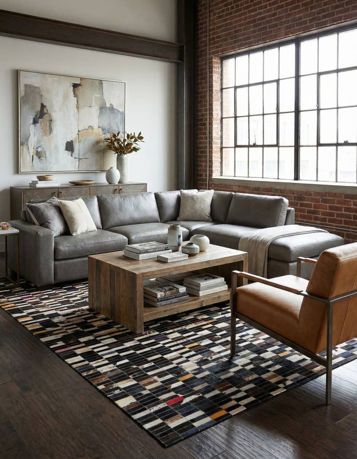 Detail image of  4' 11 x 7' 11 Cowhide - Patchwork Rug