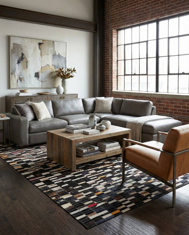 Detail image of 4' 11 x 7' 11 Cowhide - Patchwork Rug