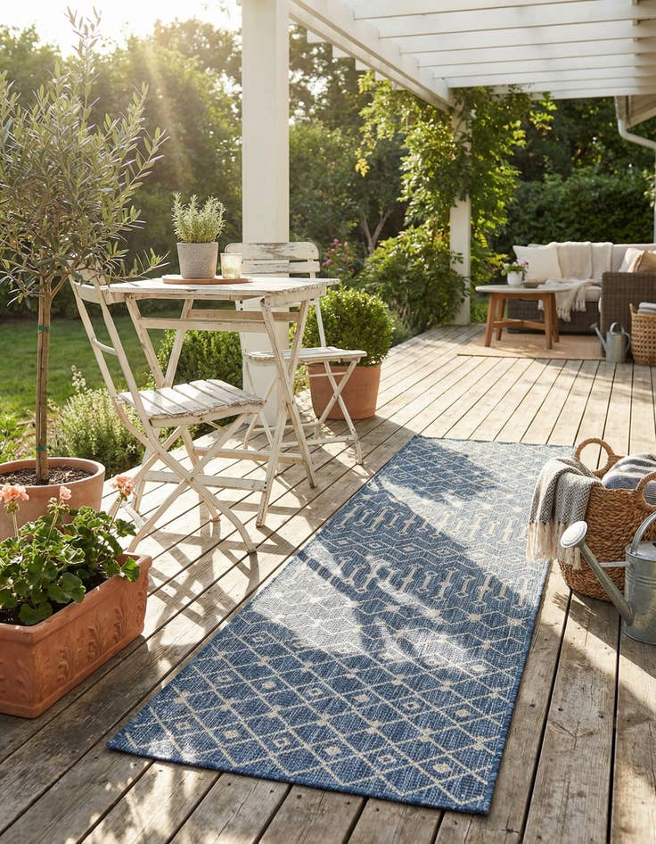 Detail image of 2' x 8' Easy-Clean Trellis Indoor / Outdoor Runner Rug