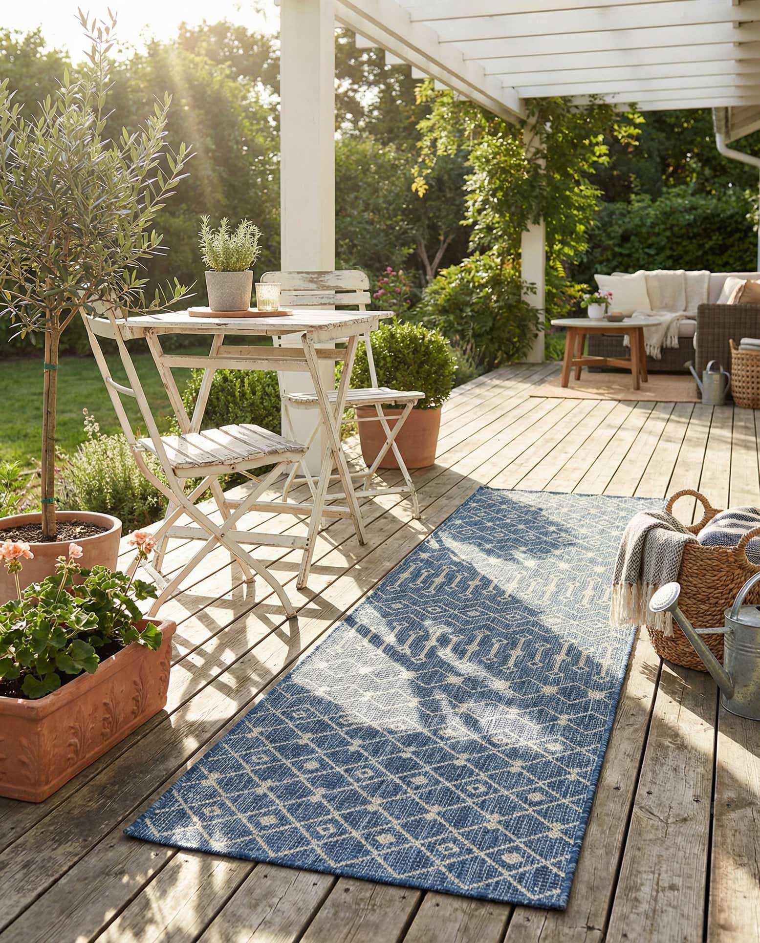 2' x 8' Easy-Clean Trellis Indoor / Outdoor Runner Rug