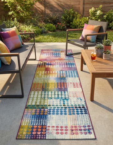 2' 7 x 12' Easy-Clean Modern Indoor / Outdoor Runner Rug
