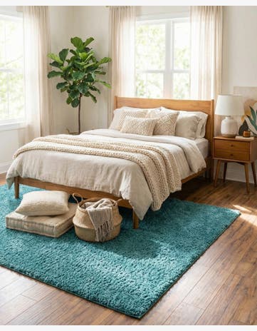 Turquoise Soft Solid Shag Rug