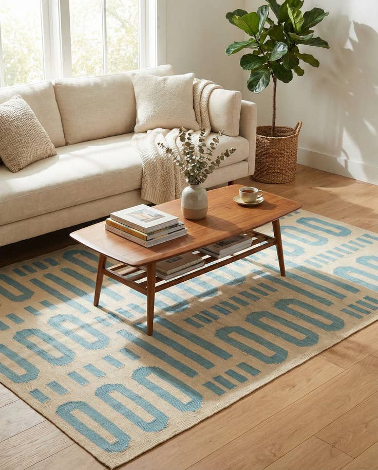 Detail image of 4' 9 x 6' 7 Hand Woven Kilim Modern Wool Rug