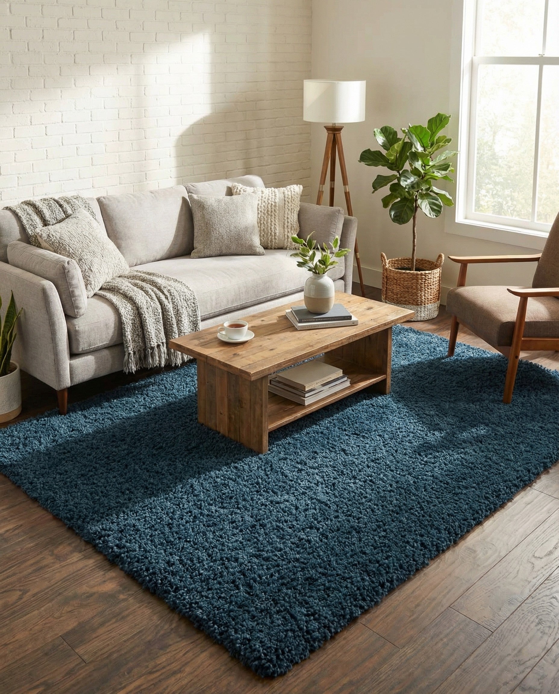  6' x 9' Solid Shag Rug