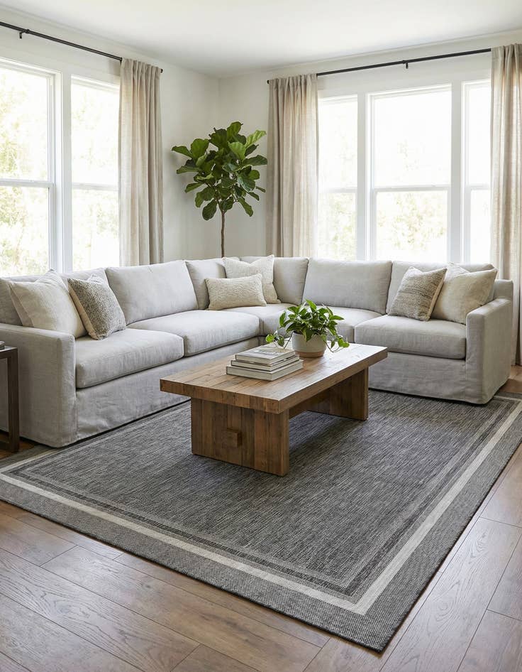 Detail image of 10' x 13'  Washable Border Indoor / Outdoor Rug