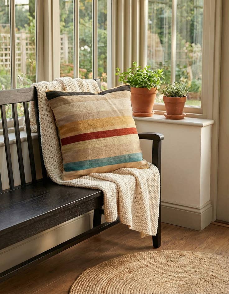 Detail image of 2' 6 x 2' 6  Hand Woven Pillow Wool Square Rug