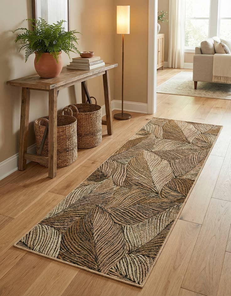 Detail image of 2' x 5' Easy-Clean Botanical Indoor / Outdoor Runner Rug