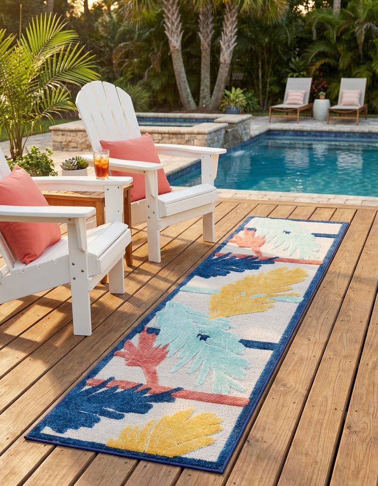 Detail image of 2' x 10'  Washable Belize Indoor / Outdoor Runner Rug