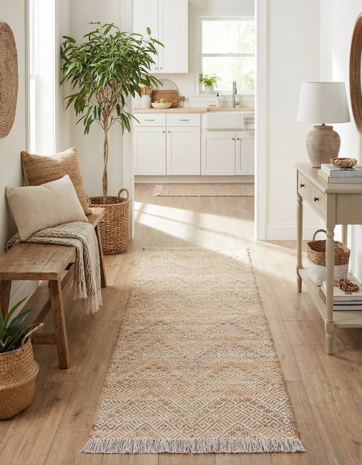 Detail image of 2' 7 x 10'  Hand Braided Jute Runner Rug