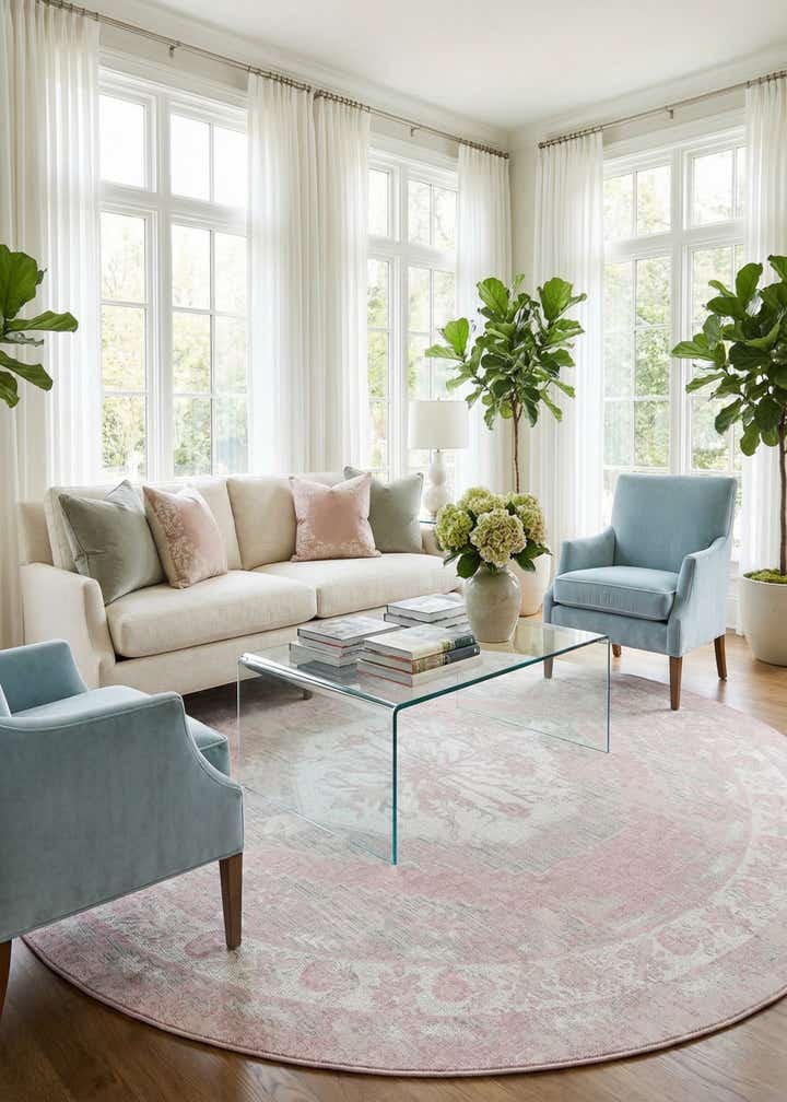 13' x 13' Easy-Clean Traditional Indoor / Outdoor Round Rug