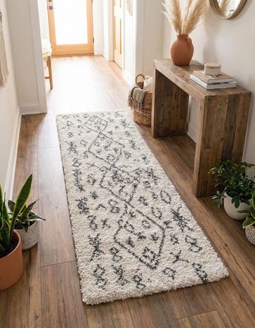 Pure Ivory Moroccan Shag Runner Rug