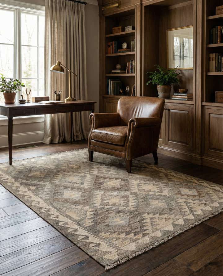 4' 3 x 5' 8 Hand Woven Kilim Maymana Wool Rug