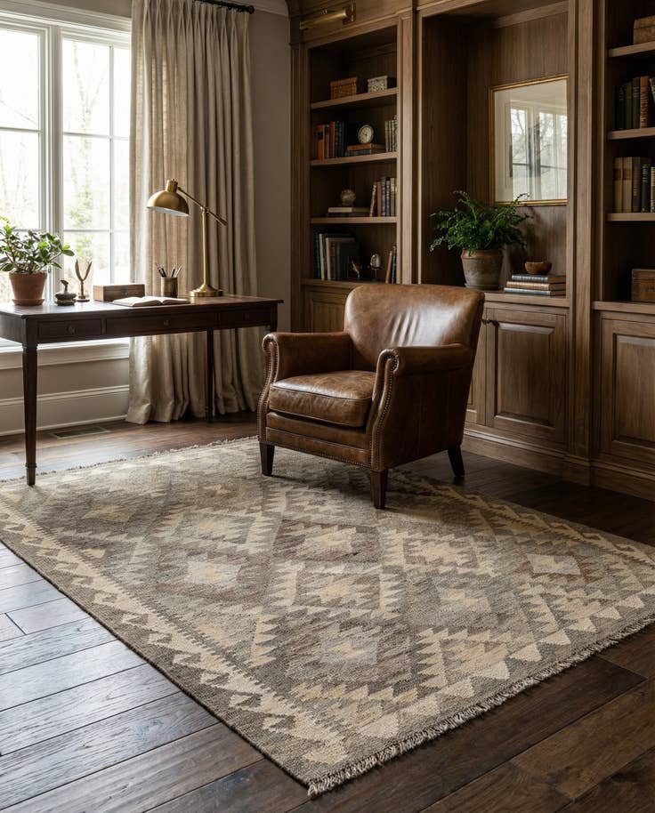 Detail image of 4' 3 x 5' 8 Hand Woven Kilim Maymana Wool Rug