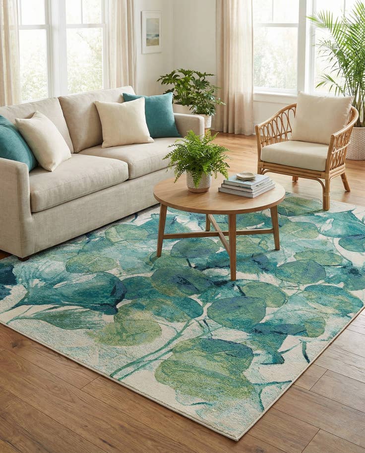 Detail image of 7' x 10' Easy-Clean Botanical Indoor / Outdoor Rug