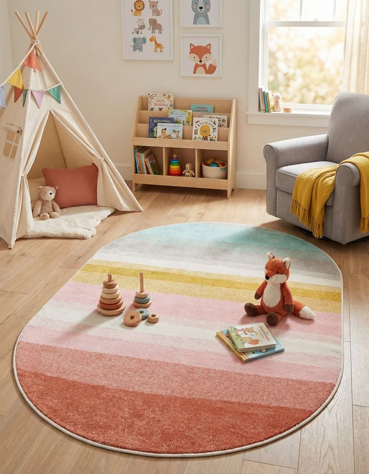 5' 3 x 8' Rainbow Stripes Whimsy ...