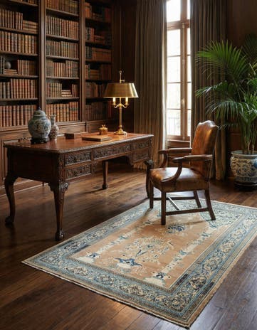 4' 2 x 6' 8 Hand Knotted Sarough Persian Wool Rug