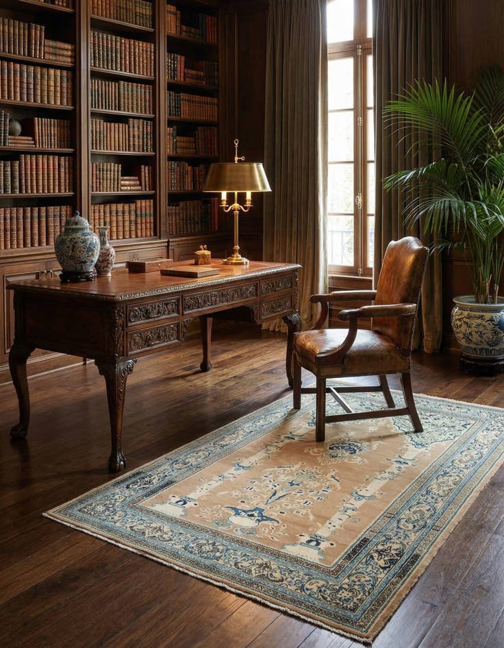 Detail image of  4' 2 x 6' 8  Hand Knotted Sarough Persian Wool Rug