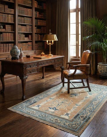 4' 2 x 6' 8 Hand Knotted Sarough Persian Wool Rug