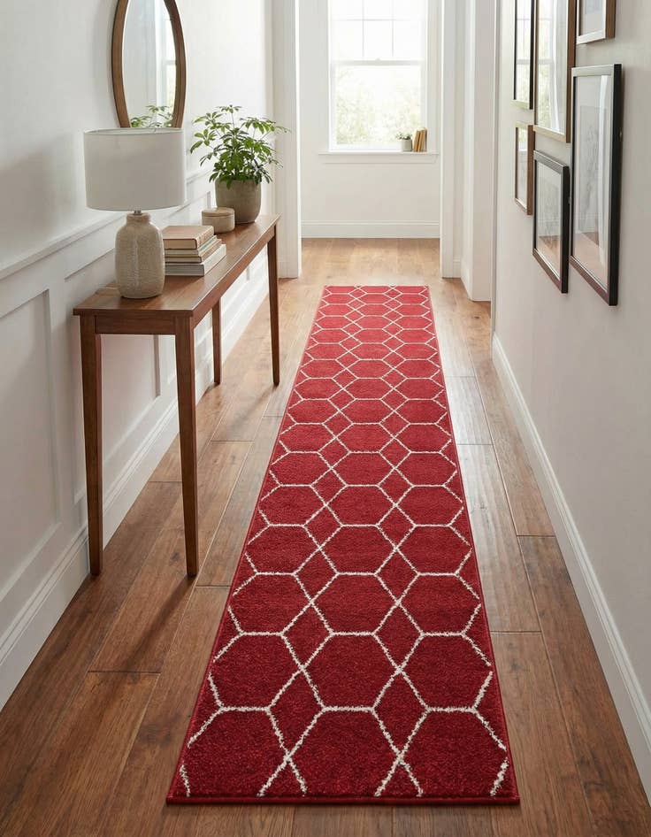 Detail image of  2' x 13' Lattice Frieze Runner Rug