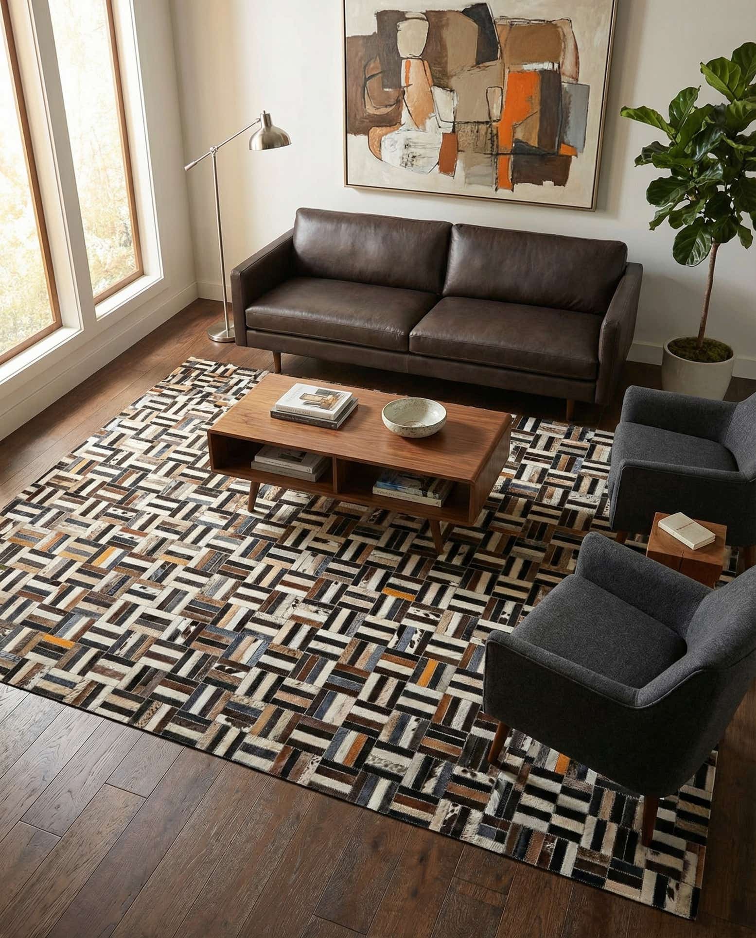 5' 3 x 8' Cowhide - Patchwork Rug