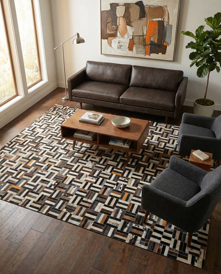 Detail image of 5' 3 x 8' Cowhide - Patchwork Rug