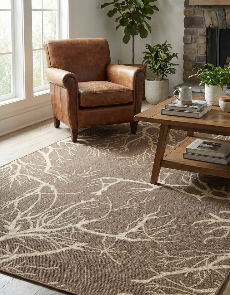 Detail image of 6' x 9'  Washable Botanical Indoor / Outdoor Rug