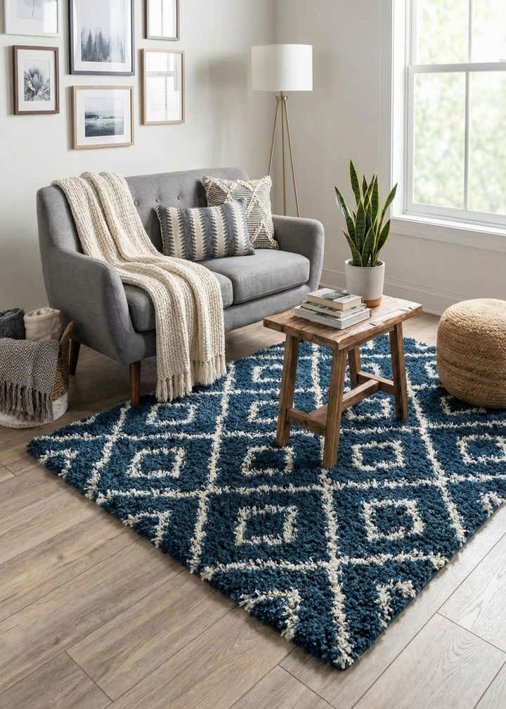 4' x 4' Lattice Shag Square Rug
