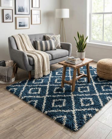  4' x 4' Lattice Shag Square Rug