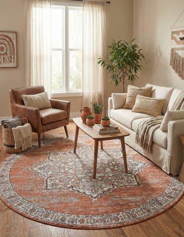 Salmon Pink Nyla Round Rug