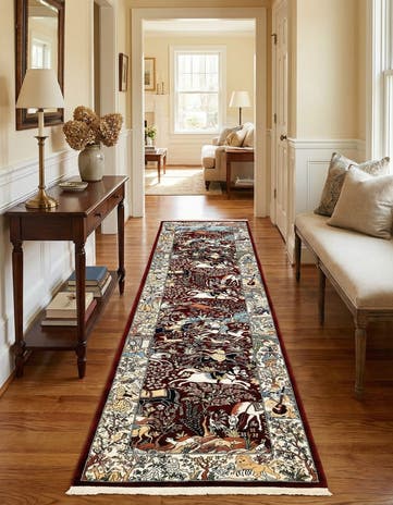 Burgundy Nain Design Runner Rug