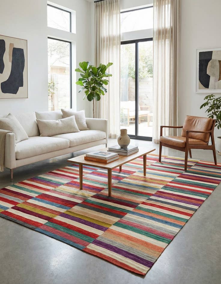 Detail image of  7' x 9' 3  Hand Woven Kilim Modern Wool Rug