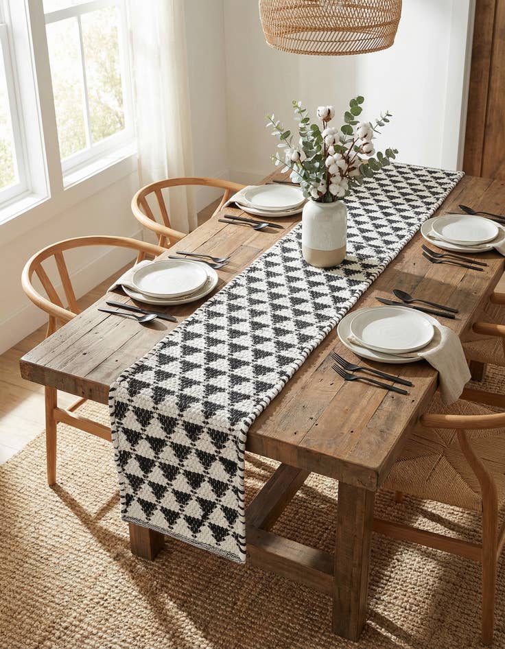 Detail image of  1' 2 x 8'  Hand Woven Chindi Jute Table Runner Rug