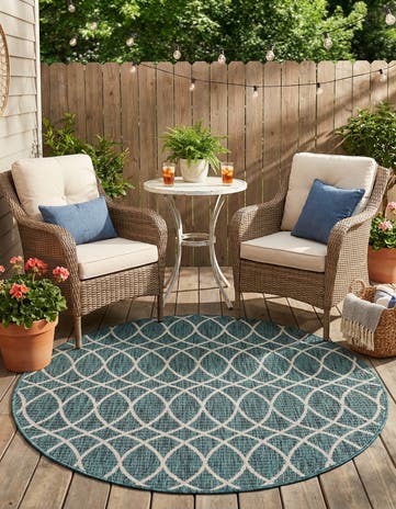 4' x 4' Easy-Clean Lattice Indoor / Outdoor Round Rug