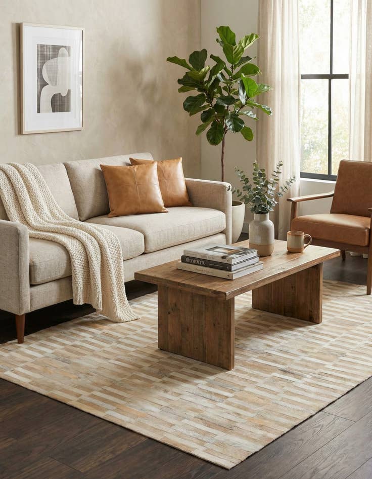 Detail image of 4' x 6' Cowhide Leather Rug