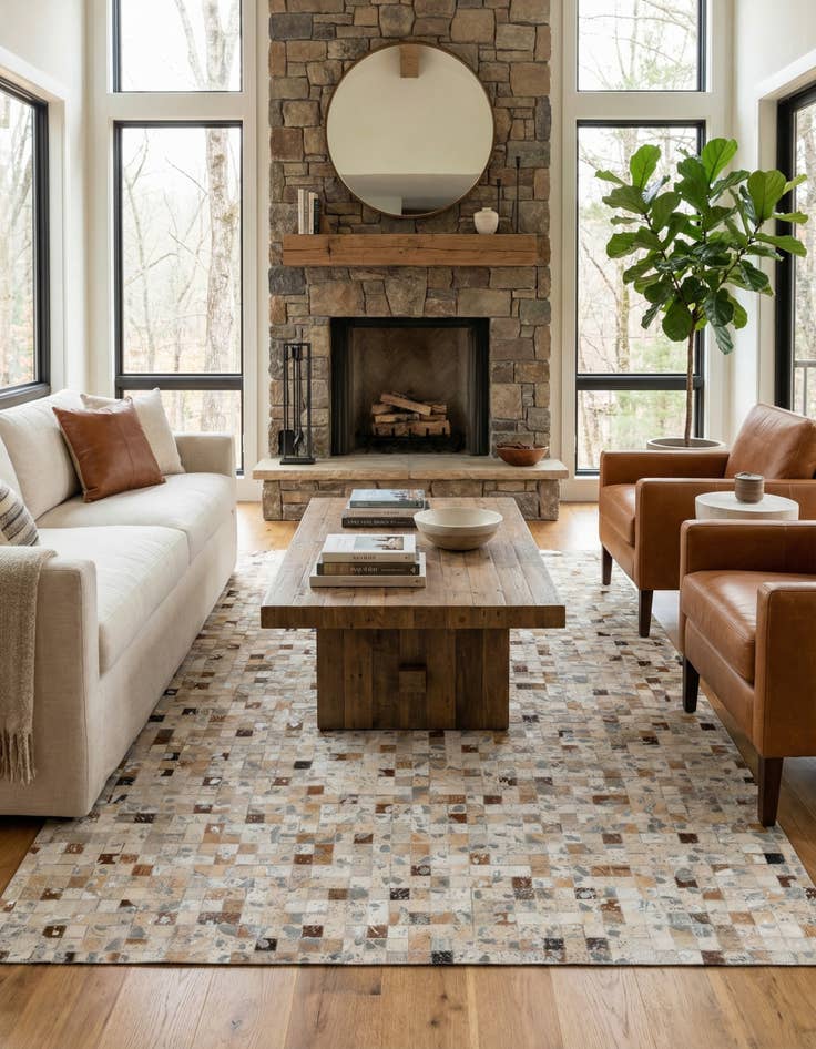 Detail image of 5' 1 x 7' 11 Cowhide Stocks Rug