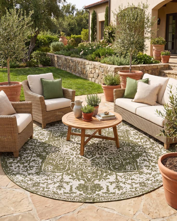Detail image of 10' 8 x 10' 8 Easy-Clean Jill Zarin Dubai Indoor / Outdoor Round Rug