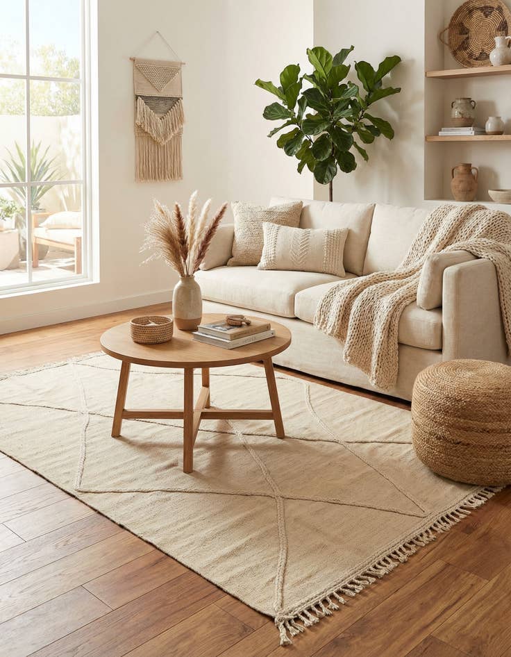 Detail image of 4' 2 x 6' 1  Hand Knotted Moroccan Wool Rug