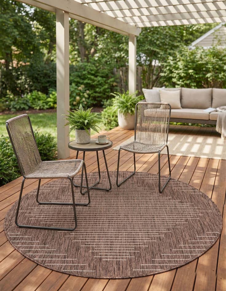 Detail image of  4' x 4'  Washable Modern Indoor / Outdoor Round Rug