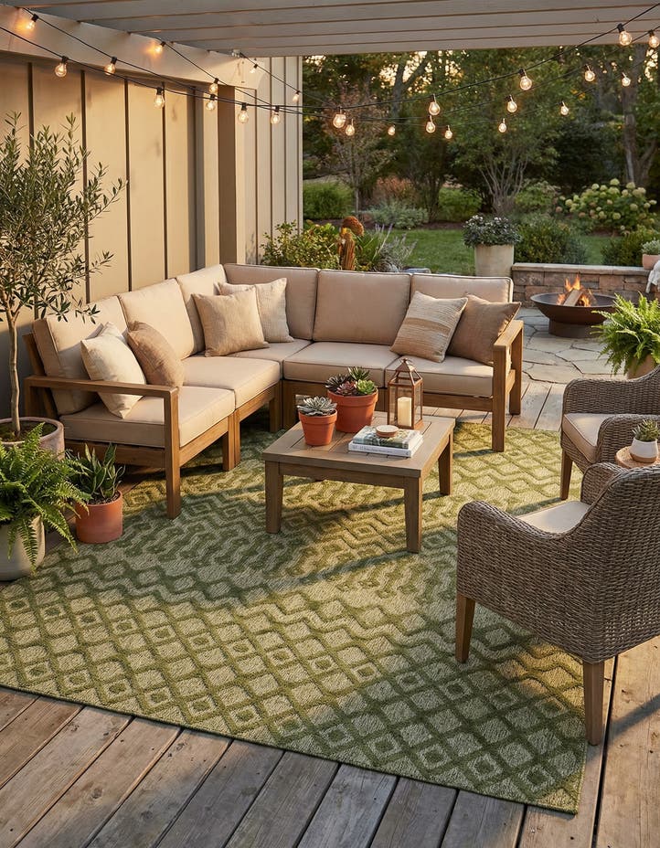 9' x 12' Easy-Clean Trellis Textured Indoor...