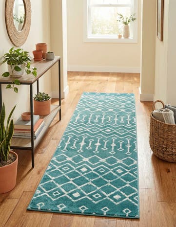Turquoise Kasbah Trellis Runner Rug