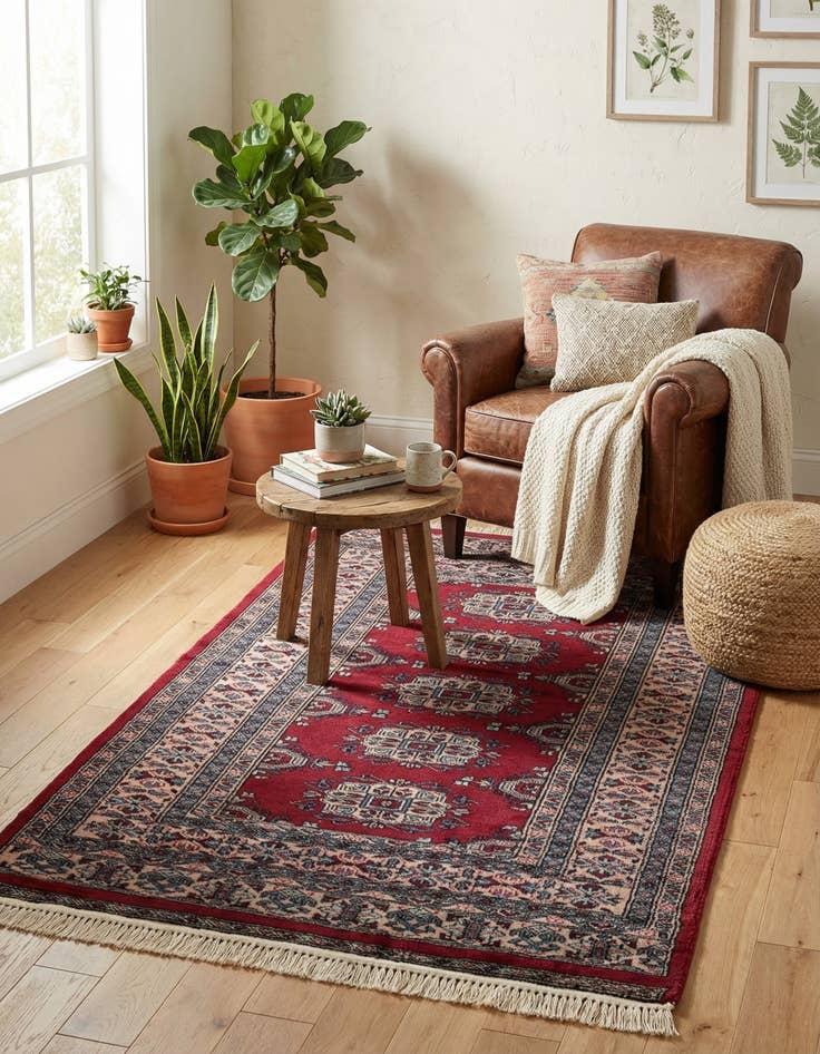 Detail image of 3' 2 x 5' 4  Hand Knotted Bokhara Oriental Wool Rug