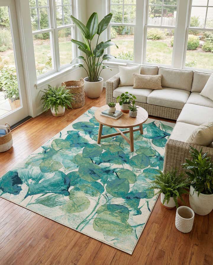 7' x 10' Easy-Clean Botanical Indoor / Outdoor Rug