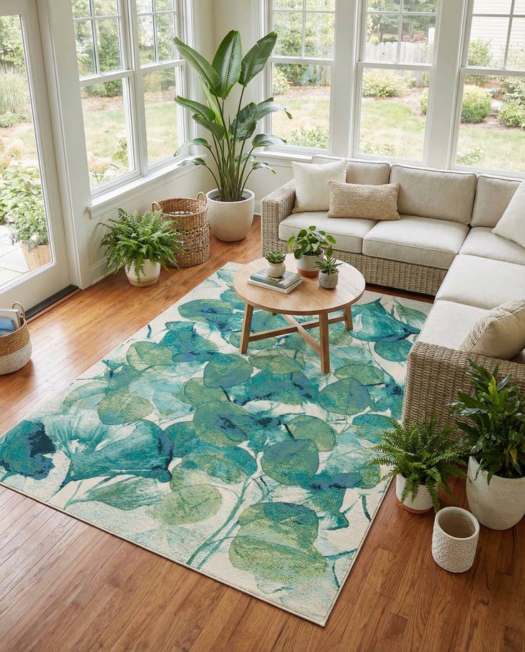 Detail image of 7' x 10' Easy-Clean Botanical Indoor / Outdoor Rug